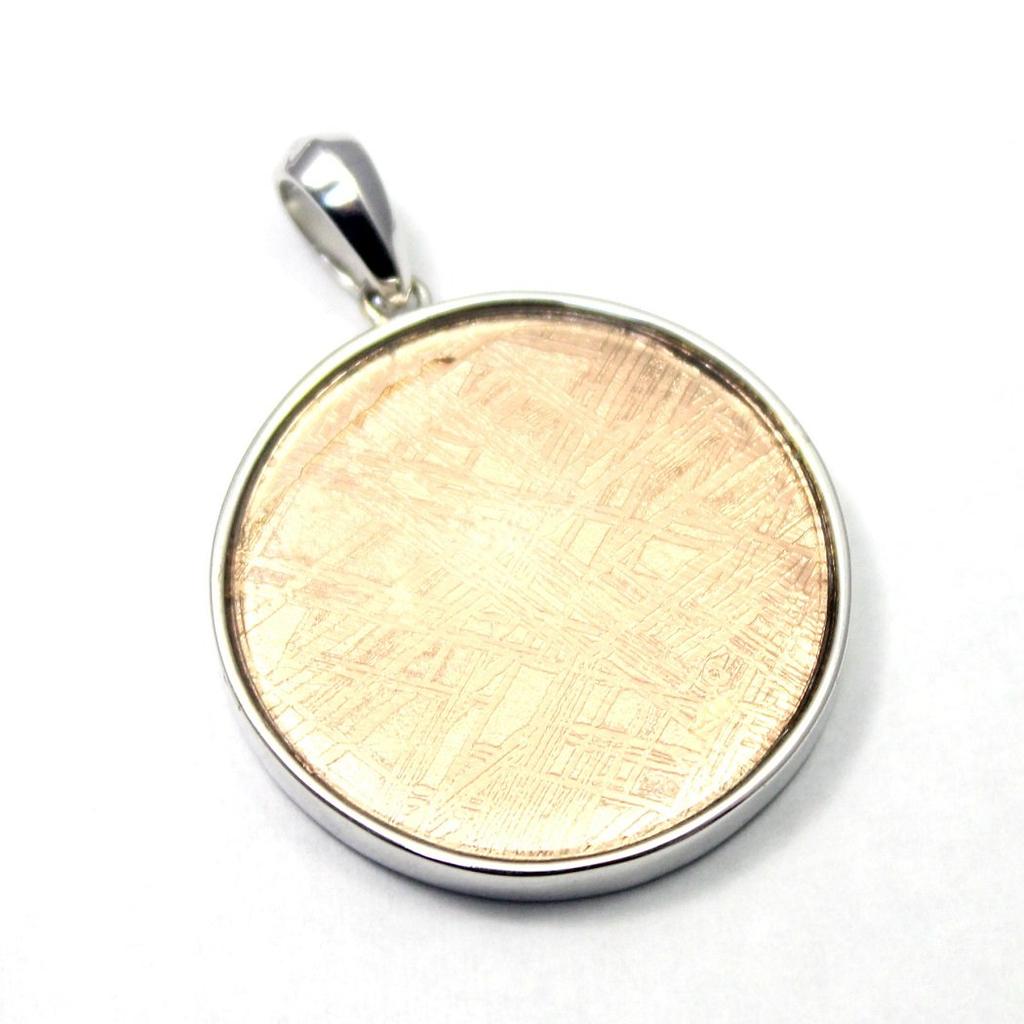 [World Accessories Carmelo] Hexagram Gibeon Meteorite Pendant, Sterling Silver 925, Pink Gold