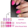Press-On-Nägel Kurze French-Tip-Nägel Mandel-Nagelspitzen Falsche Nägel Falscher Nagel mit Oster-Design Vollabdeckung Acrylnägel