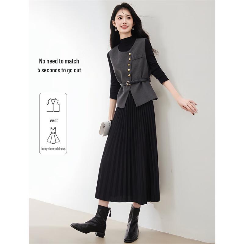 

Women s Designer Vest & Pleated Dress Set XL