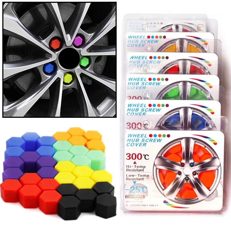 20Pcs/set Silicone Car Tyre Wheel Hub Covers Protection Caps 19/21mm Wheel Nuts Wheel Hub Screw Protector Dust Proof Bolt Cover