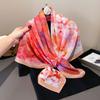 Summer silk scarf women's new square scarf light silk yarn thin breathable headscarf cover sunshade sunscreen scarf