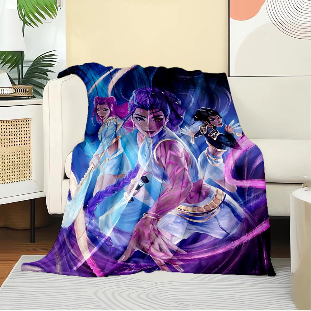 K-POP Anime Girls Group Four Seasons Soft Warm Blanket All-Season Thick Knit Polyester Bedspread for Bed, Camping, Travel Perfect Gift