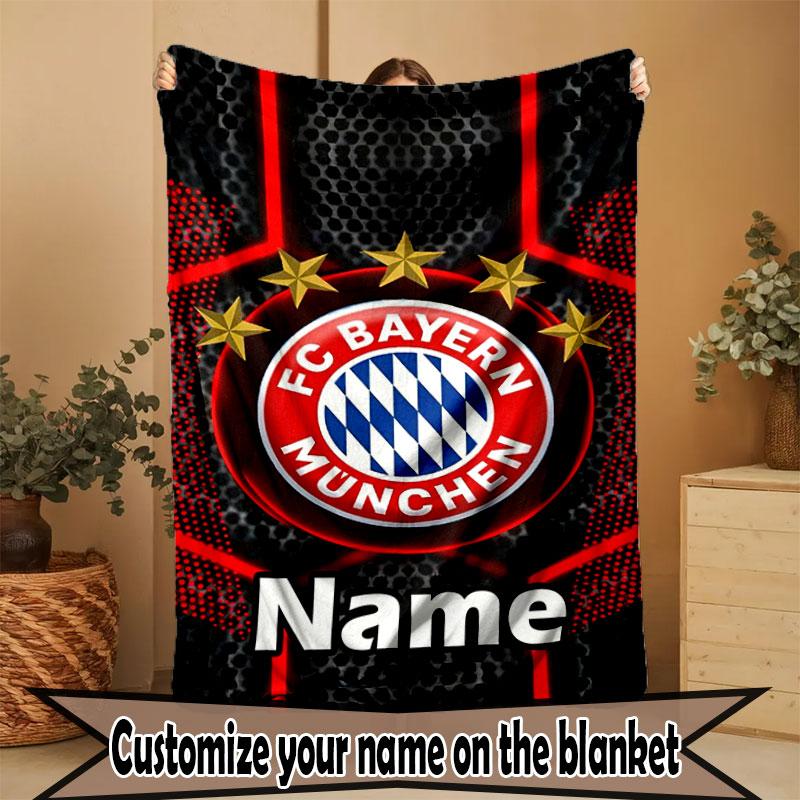 Custom Name Personalized FC Bayern Print Blanket, Home Decor, Bedroom, Sofa, Camping, Couch, Gifts for Birthday Christmas