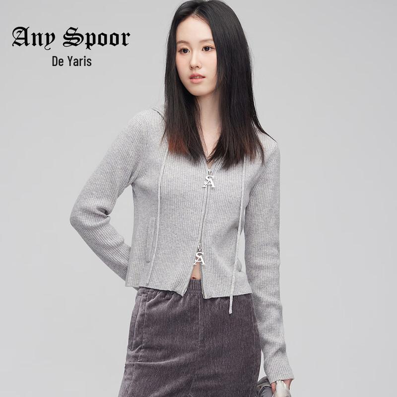 

ANY SPOOR Women s Double-Zipper Hooded Knit Cardigan 84D550 L