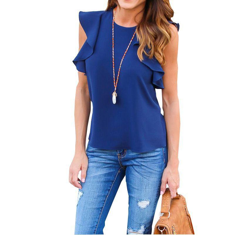 Elegant Ladies Summer Lotus Lace Short Sleeve Casual Shirt Tops Blouse T-shirt