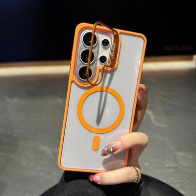 Shockproof Magnetic Wirelesss Charge For Magsafe Hidden Holder Clear Case For Samsung S26 Edge S25 S24 S23 S22 Ultra Plus Cover