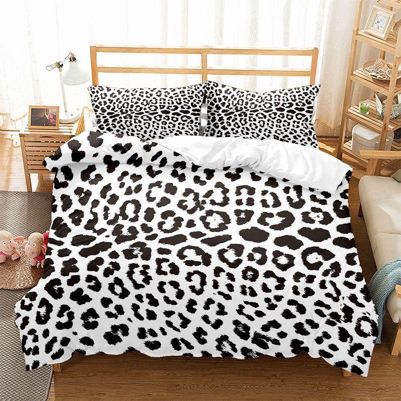 Leopard Print Duvet Cover Set King Queen Full Size Polyester Bedding Set African Animal Cheetah Print Perfect For Man And Woman