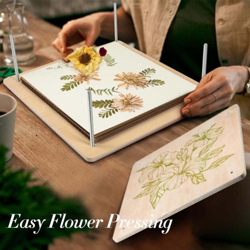 Multifunctional Flower Press Wood Leaf Flower Press Portable Flower & Plant Preservation Set for Dried Flower Making