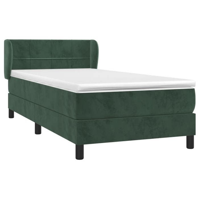 3127472 vidaXL Lit à sommier tapissier avec matelas Vert foncé 90x200 cm
