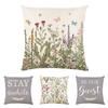 18 Inch Linen Pillowcase Spring Flower Printed Design Without Core