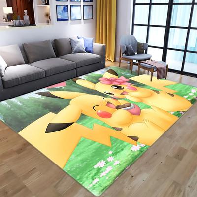 Pikachu Pokémon Cartoon Children'S Crystal Fleece Printed Floor Mat Absorbent Slide Mat