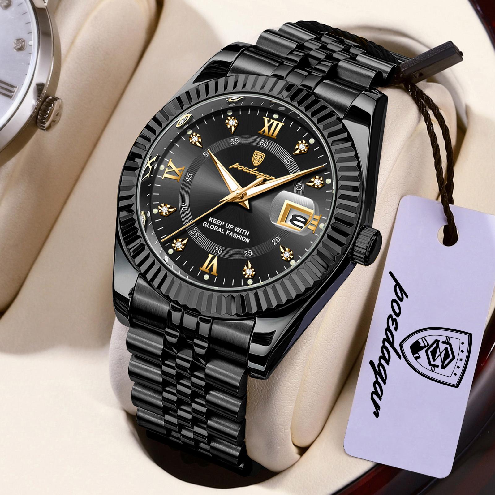 

POEDAGAR Fashion Brand Men s Wristwatch Waterproof Luminous Date Clock Stainless Steel Quartz Business Watches for Reloj чорний