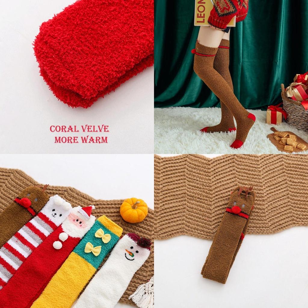 Festive Christmas Thigh Stocking Women's Over Knee Socks Santa Claus Elk Elf
