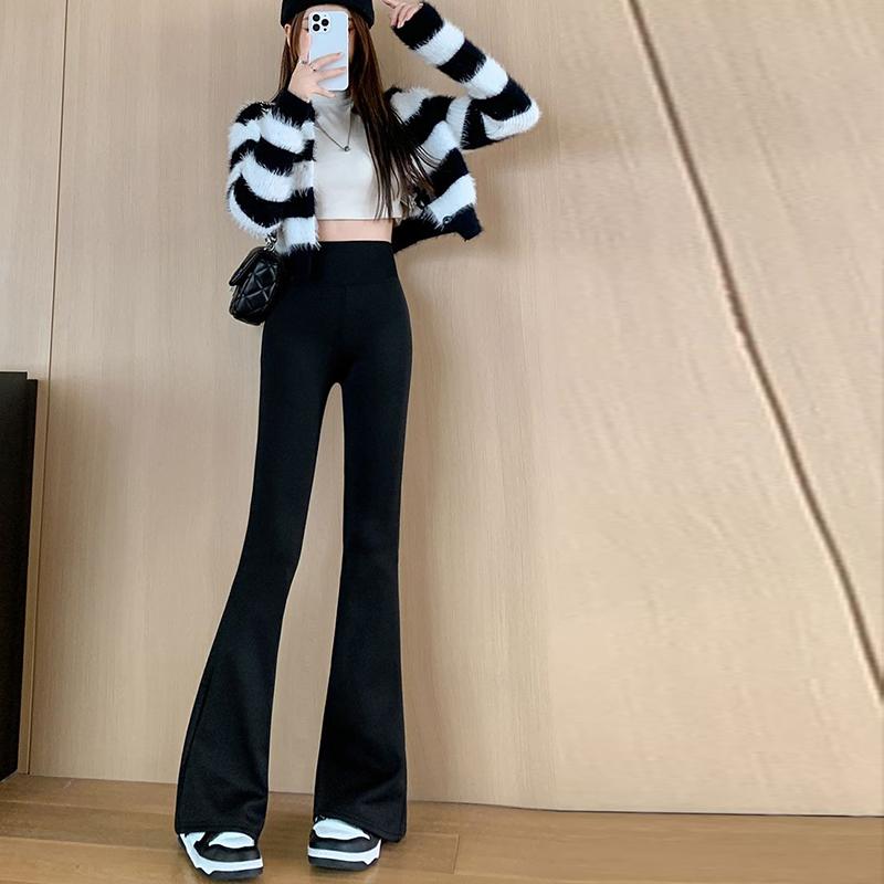 Horn Shark Pants for Women's Outdoor Wear Pants Warm Yoga Micro Flared Pants Slim Fit Wide Leg Casual Pants