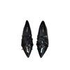 XINZHOU French Temperament Pointed Bow Single Shoes Women's 2025 New Spring Red Flat Mary Jane Shoes