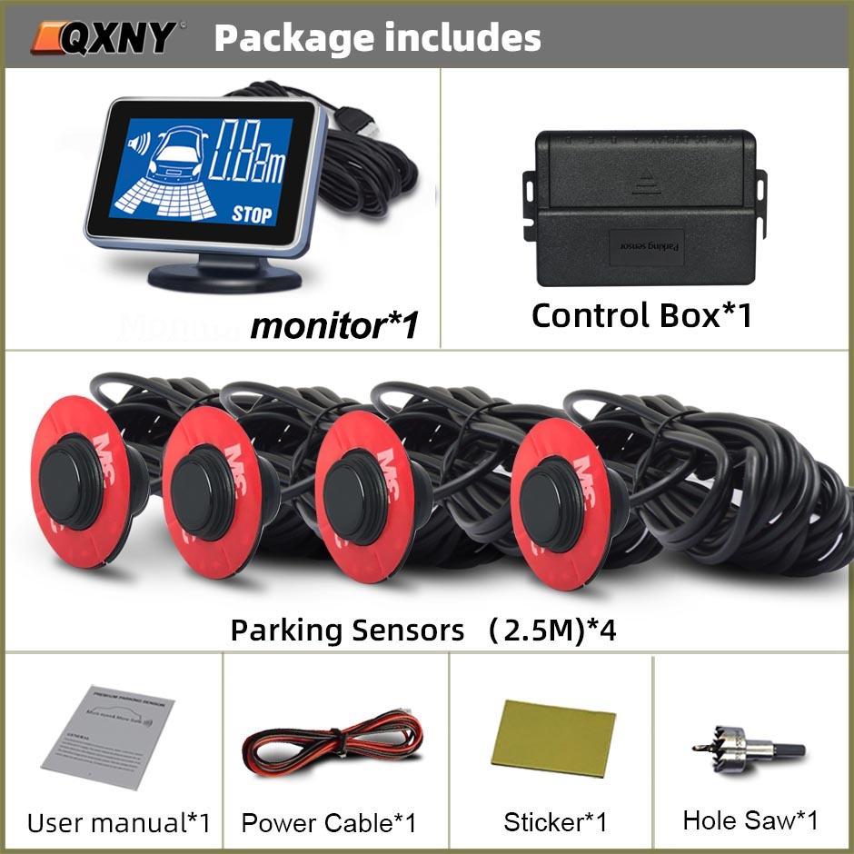 Qxny Backup Radar Plane 4 Rear Sensors Parktron for Bumper Adjustable Depth 16mm Parking Sensor To Assist Bumper Distance System