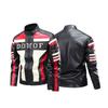 Neue Herbst- und Winter Stehkragen Herren Lederjacke Bestickte Herren Lederjacke Motorradanzug Rennanzug Motorrad