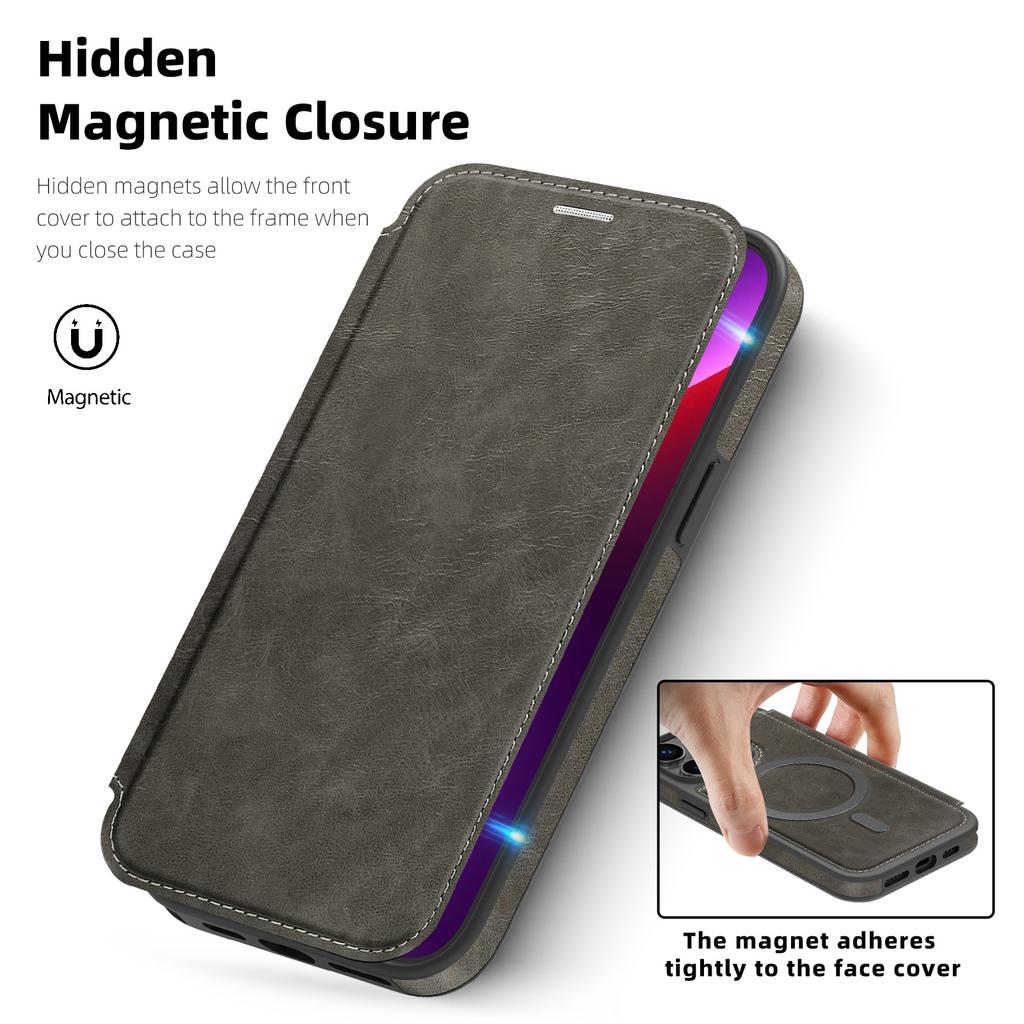 For iPhone 13 Pro Case Compatible with MagSafe RFID Blocking Card Holder Leather Phone Cover
