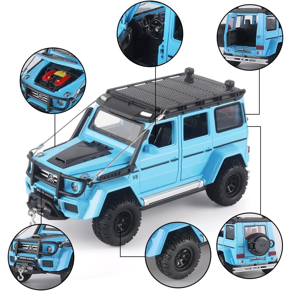 Model de mașină Benz G550 la scară 1/24 de jucărie, mașină de jucărie cu tragere înapoi cu sunet și lumină pentru copii, copii mici, băieți, fete, colecție de cadouri
