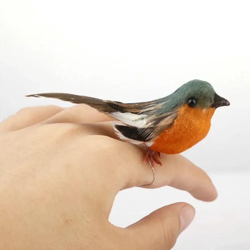 Bird Decoration Artificial Feather Bird Craft Ornament Simulation Little Robin Bird Outdoor Garden Ornaments Decoration