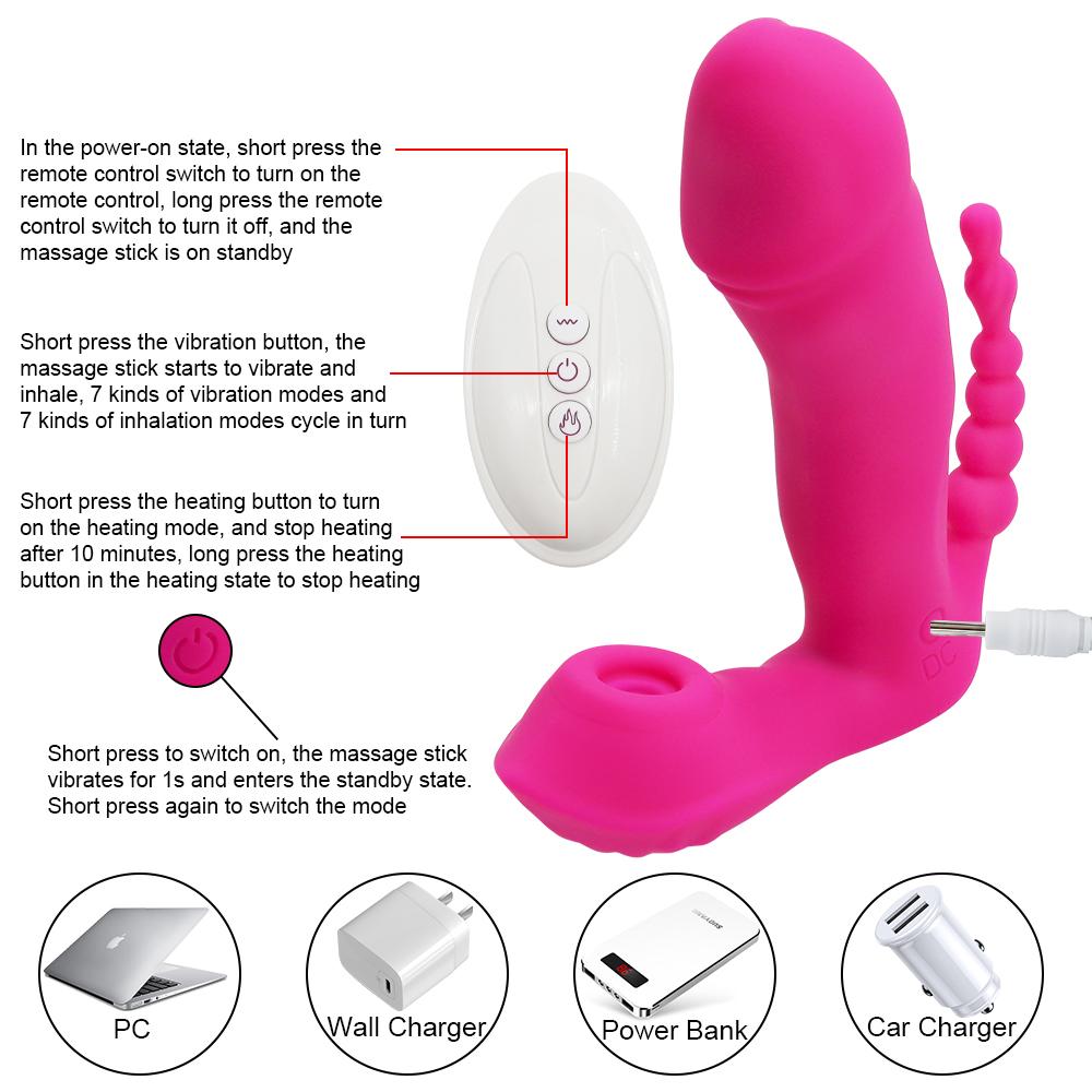 3 In 1 Sucking Vibrator For Women Dildo Clitoris Anal Vagina Stimulator G-Spot Vibration Erotic Sex Toys For Adult Gay Couple