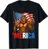 Bigfoot Merica Rock Patriotic USA Flag 4th of July T-Shirt