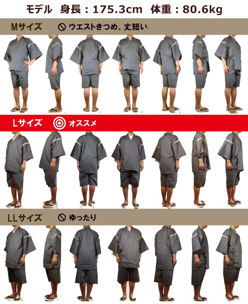 Edoten Men's Shijira-woven Jinbei (Kamawanu) - Cool Summer Wear, 100% Cotton, Original Print Pattern, Navy Blue, Size M