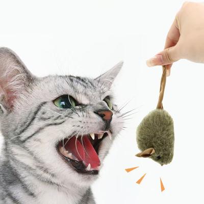 Yousheng Quietschende Plüschmäuse für Katzen Interaktives Realistisches Maus-Katzenspielzeug mit Berührungsauslöser-Geräusch Elektronisches Zwitschern Selbstspielendes Kätzchenspielzeug für