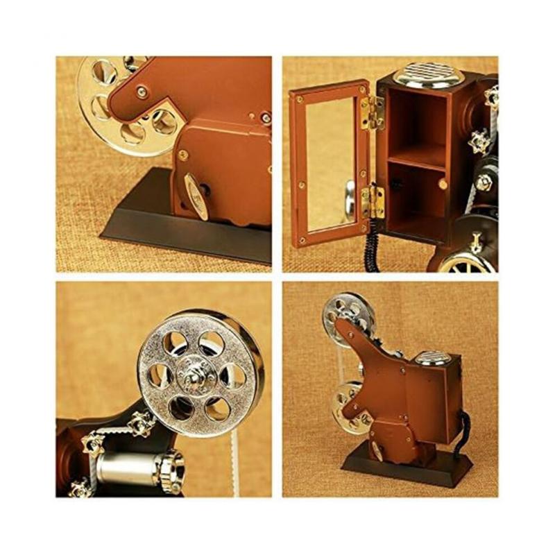 Filmprojektor-Spieluhr, -Spieluhr im Antiken Vintage-Stil, Spielt Melodien Als Geburtstagsdekoration für Zuhause/BüRo/Arbeitszimmer