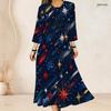 Women Plus Size Two Piece Outfit Three Quarter Sleeve Cardigan Sleeveless Star Stripe Printed White Long Dress