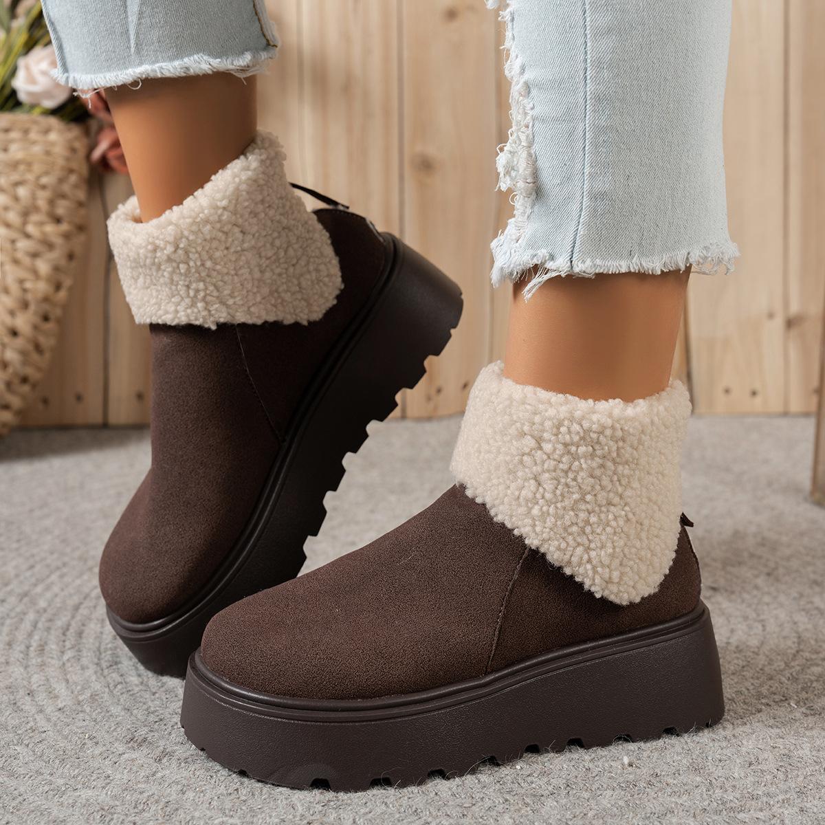 

Women s Lightweight Comfortable Cold Warm Padded Snow Boots Non-slip Wear Outdoor Leisure Sports Mid-calf Side Zipper Cotton Boots 40