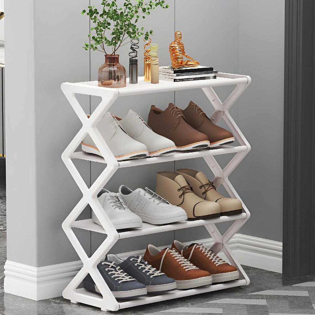 Vierstufiger Multifunktionaler faltbarer Schuhständer für die Aufbewahrung zu Hause, Platzsparender und einfach zu montierender Aufbewahrungs-Organizer