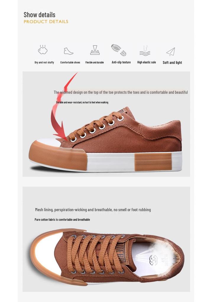 2026 Spring Men's Korean Style Casual Canvas Shoes - Versatile, Trendy, Flat Bottom, Low Top Board Shoes