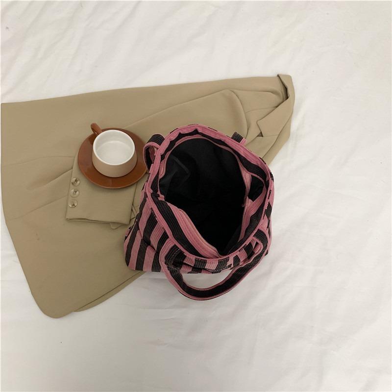 Corduroy bag, new women's bag, fashionable stripe, versatile shoulder bag, bag, one piece
