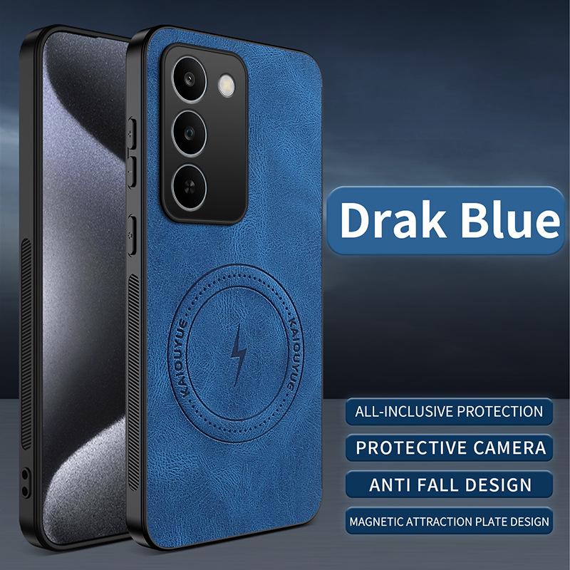 Realme C100-5G Nappa Leather Grain Full-Coverage Lens Magsafe Magnetic Protective Case