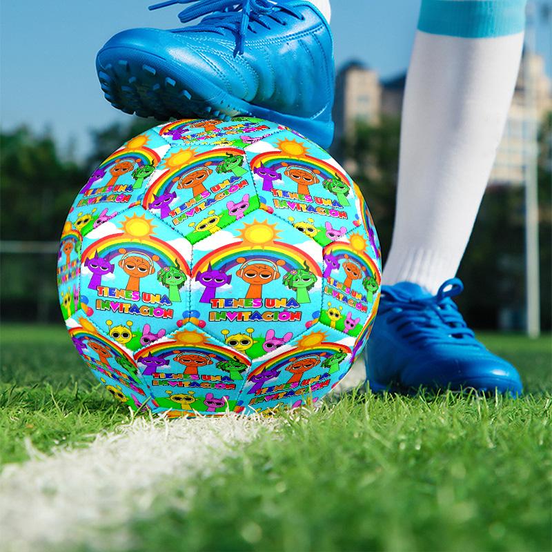 Sprunki Game Print Size 5 Soccer Ball, PU Wear Resistant Football for Match Training and Daily Practice, Birthday Gift for Soccer Fans
