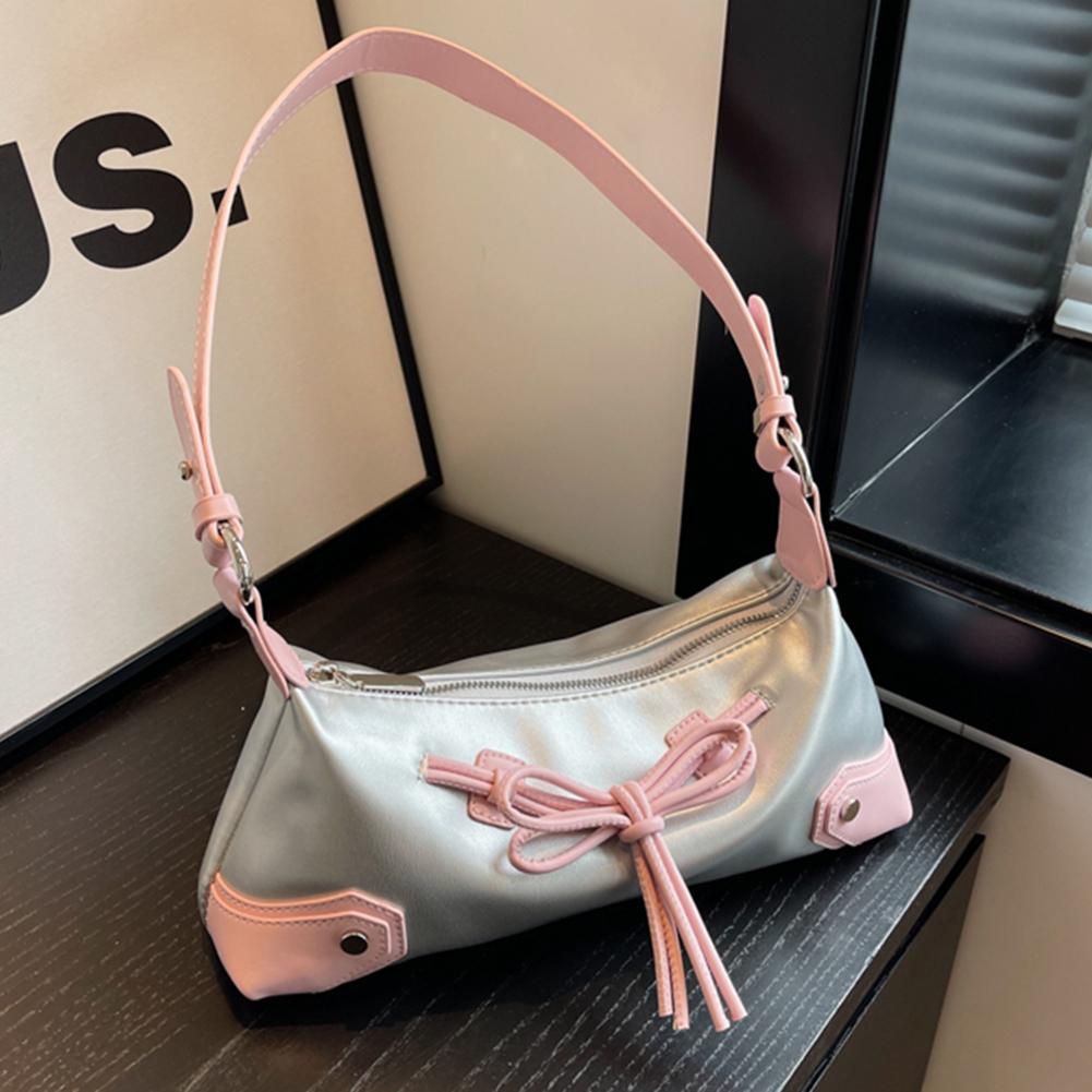 

Шикарная сумка Y2K с галстуком-бабочкой, модная сумка на плечо из искусственной кожи, контрастного цвета, кошелек-клатч, сумка для покупок и свиданий для женщин и девочек серебряный