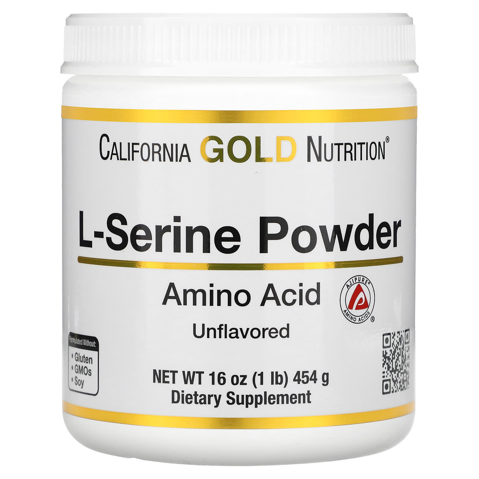 

L-Serine Powder, Ajipure Amino Acids, Unflavored Powder, 454G (1Lb)