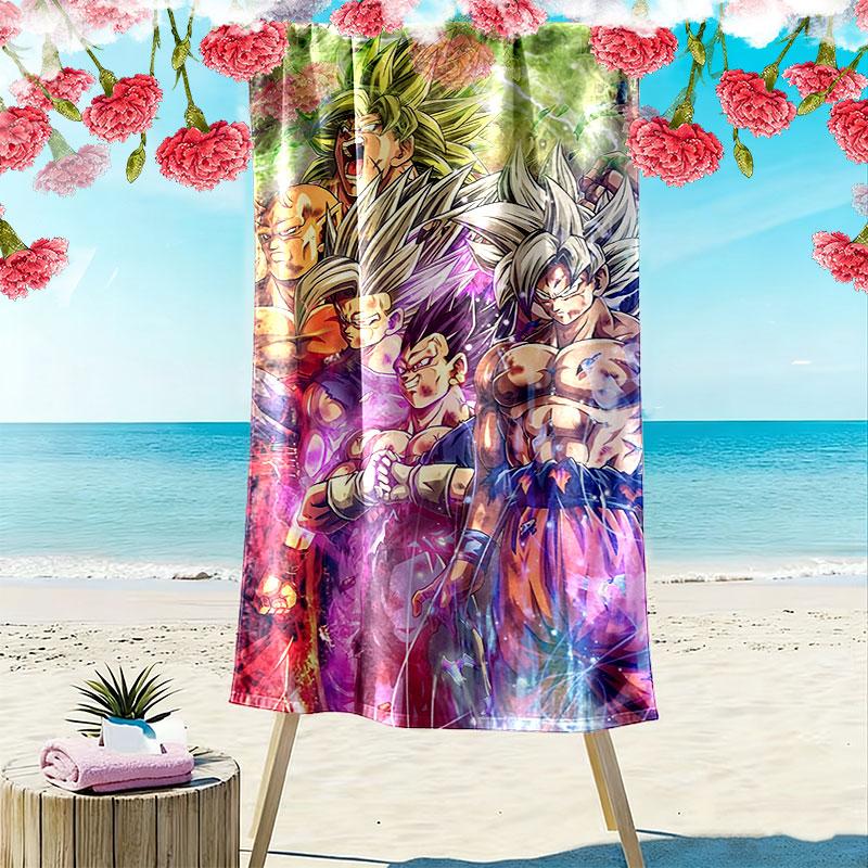 Dragon Ball Print Beach Towel, Large Soft Quick Dry Towel for Beach Camping Swimming