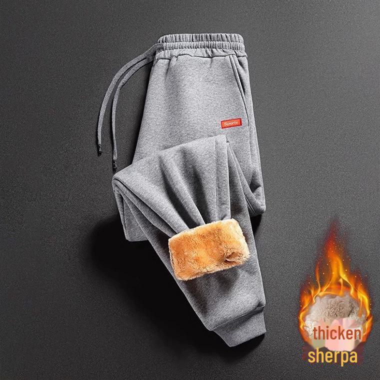 Men's Warm Plus-Size Sweatpants: Autumn/Winter Velvet-Enhanced, Thickened Sports Style
