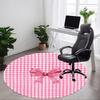 1pc Pink Checkered BowChair Carpet for Office, Indoor Non-Slip Washable Polyester Fiber Carpet, Mat For Office, Machine Washable