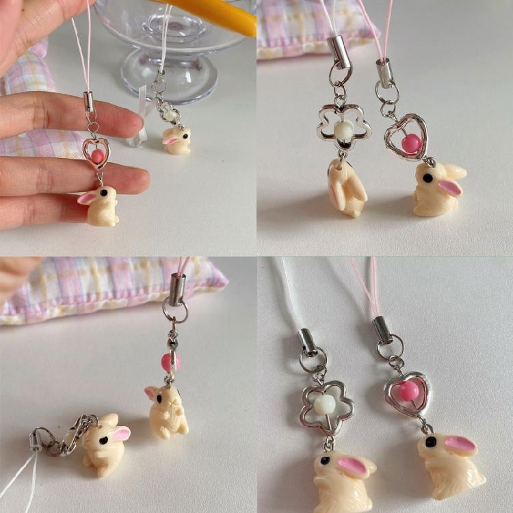 Acrylic Rabbit Keychain Delicate Flower Bowknot Keyring for Bags Backpacks