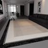 Beige Black Geometric Area Rug Modern Light Luxury Living Room Carpet Waterproof Non-Slip Sofa Floor Mat Easy Care Holiday