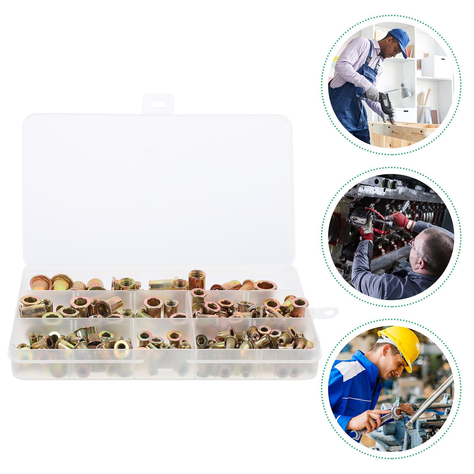 

165pcs Color-plated Zinc Rivet Nuts Zinc Nuts Threaded Metric Inserts (Golden) Insert Rivet Nuts Flat Head Threaded 2X1.4X1CM золотистий