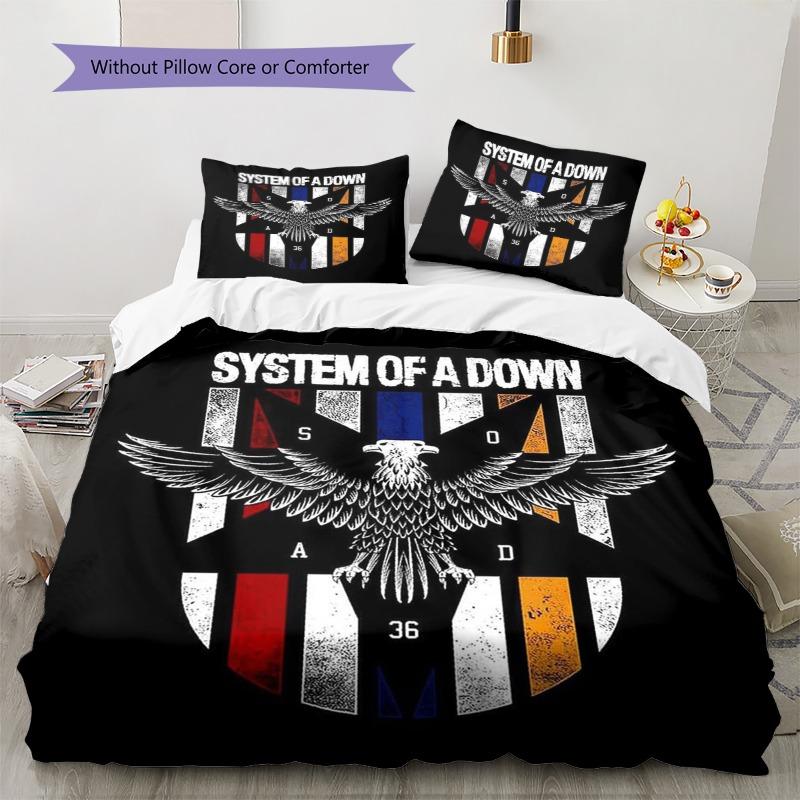 System Of A Down Eagle Shield Vintage Print 3 Pieces Duvet Cover Set Metal Rock Band Bedding Bedroom Decor Without Pillow Core Comforter
