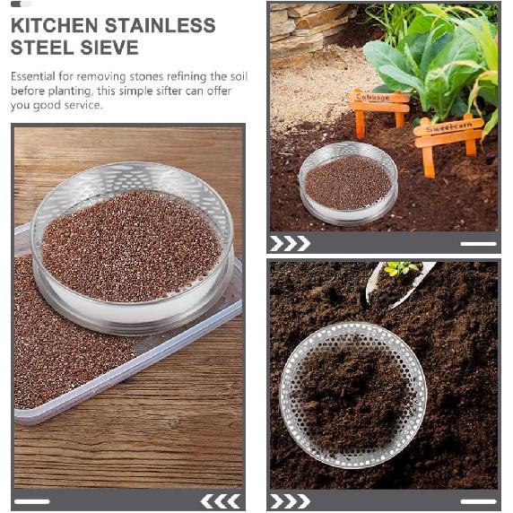 Home Soil Grading Sieve Soil Sifter for Gardening Soil Sieve for Home Coffee Bean Sieve Hole Sieve Stainless Steel Sieve Household Grading Sieve Home