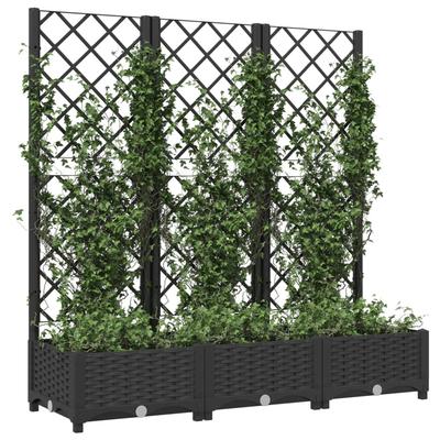 Garden Planter with Trellis Black 120 X 40 X 121.5 Cm PP