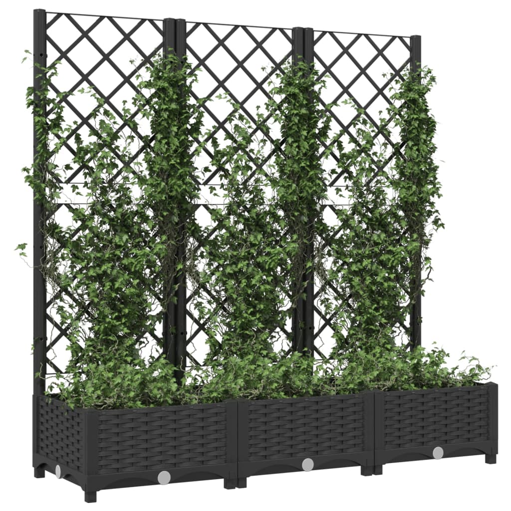 Vidaxl Garden Planter With Trellis, Black, 120X40X121.5 Cm, Pp