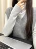 Women's Elegant Semi-High Neck Soft Knitted Pullover Sweater for Autumn and Winter