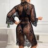 Sexy mesh nightgown lace lure seduction perspective pajamas women's outerwear